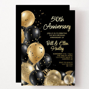 Golden 50th Wedding Anniversary Foil Invitation
