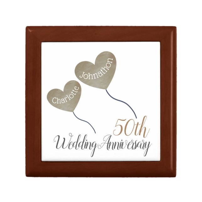 Golden 50th Wedding Anniversary Gift Box (Front)
