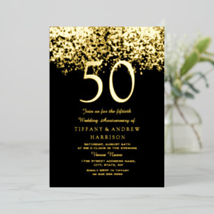 Golden 50th Wedding Anniversary Gold Foil Invitation