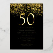 Golden 50th Wedding Anniversary Gold Foil Invitation (Front)
