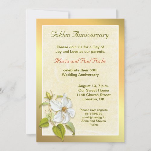 golden 50th wedding anniversary invitation