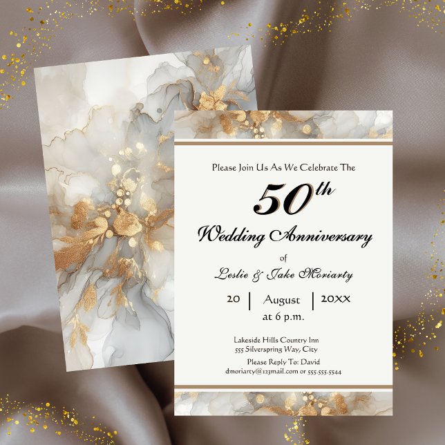 Golden 50th Wedding Anniversary Invitation (Golden 50th Wedding Anniversary Invitation)