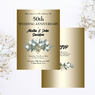 Golden 50th Wedding Anniversary Invitation