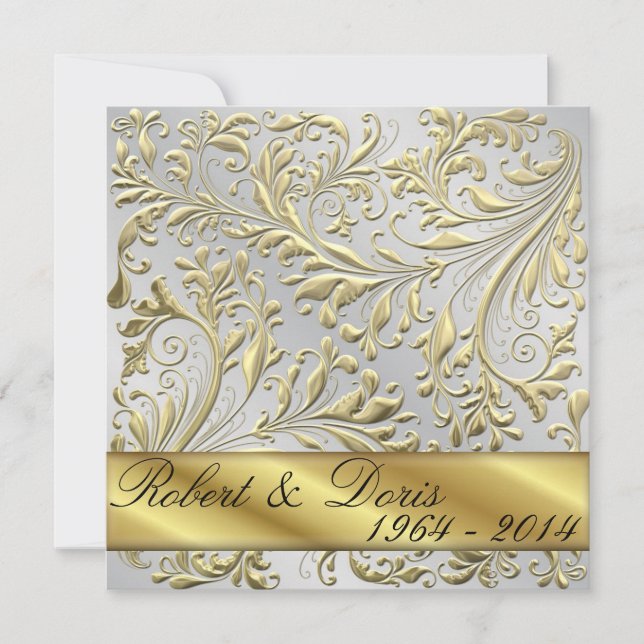 Golden 50th Wedding Anniversary Invitation Gold (Front)