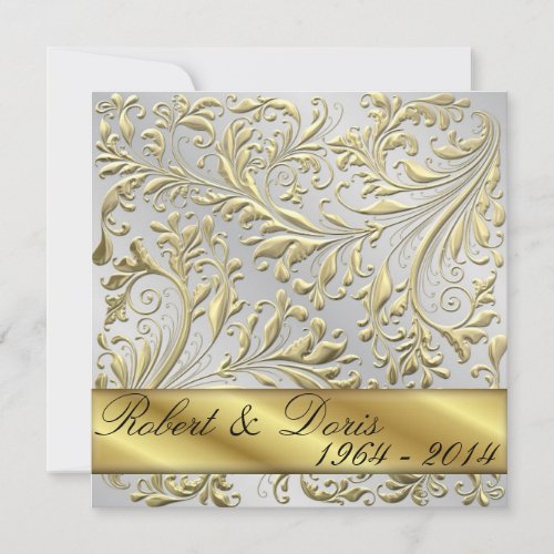 Golden 50th Wedding Anniversary Invitation Gold