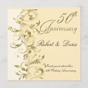 Golden 50th Wedding Anniversary Invitation Gold