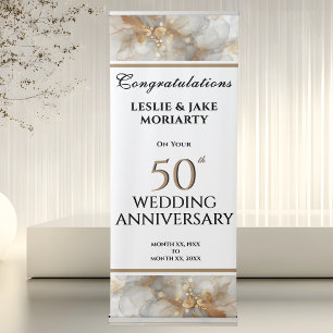 Golden 50th Wedding Anniversary Invitation Retractable Banner