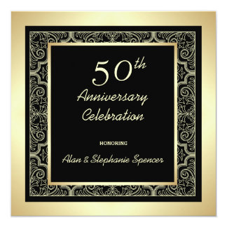 Golden 50th Wedding Anniversary Invitations