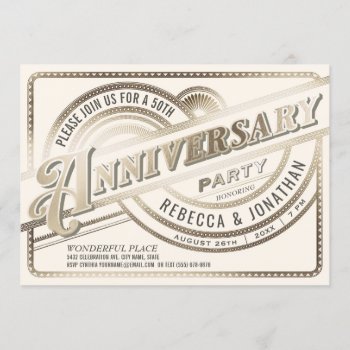 Golden 50th Wedding Anniversary Invitations White by Anything_Goes at Zazzle
