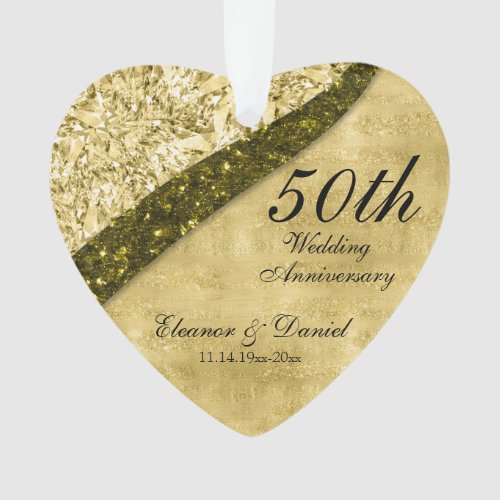 Golden 50th Wedding Anniversary Keepsake Ornament