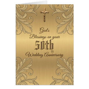 Golden 50th Wedding Anniversary Marriage Prayer Cards