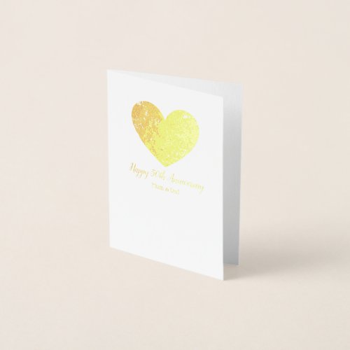 Golden 50th Wedding Anniversary Mom and Dad Foil Card