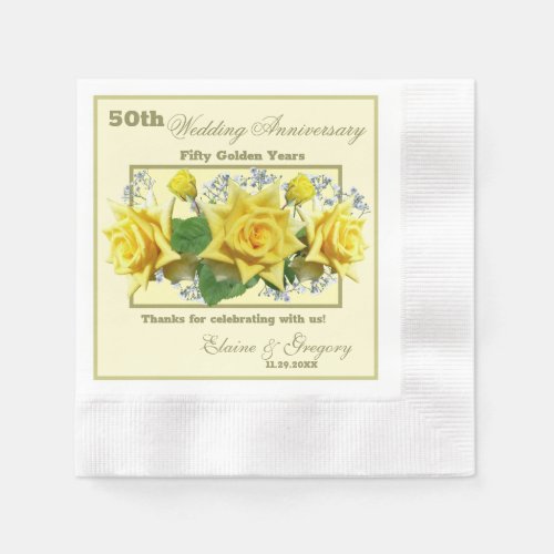 Golden 50th Wedding Anniversary Napkins