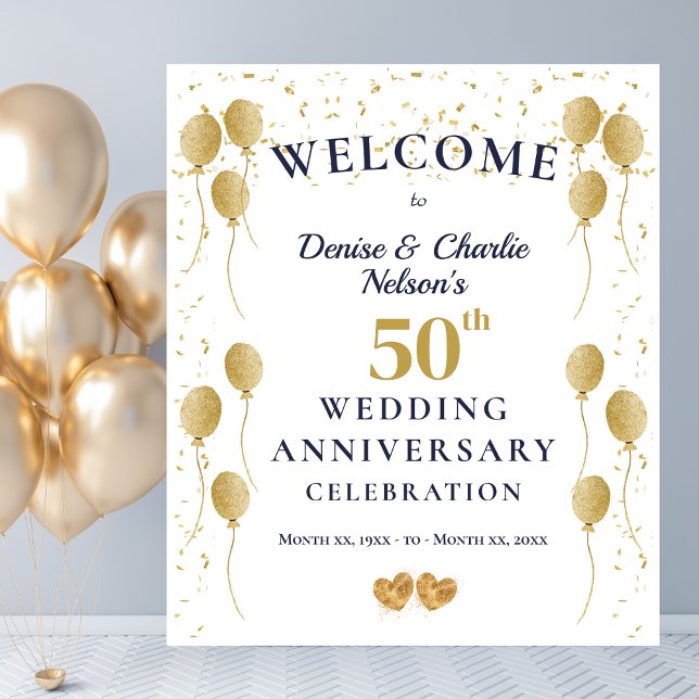 Golden 50th Wedding Anniversary Party Banner Tapestry (Golden 50th Wedding Anniversary Party Banner Tapestry)