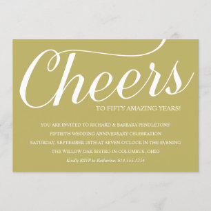 Golden 50th Wedding Anniversary Party Invitation