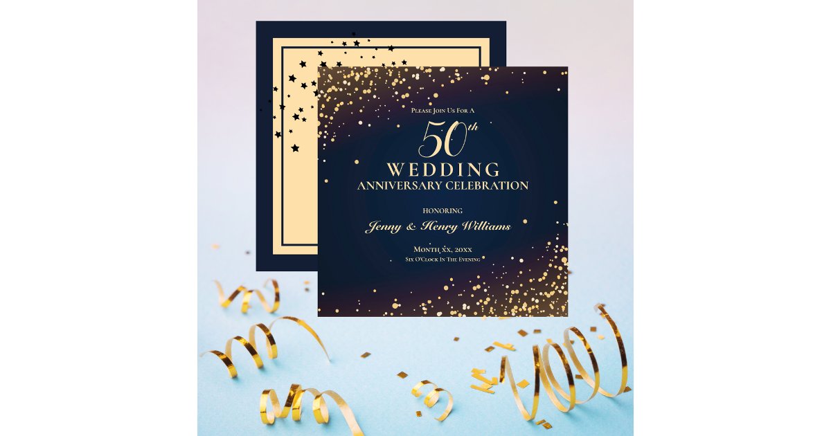 Golden 50th Wedding Anniversary Party Invitation | Zazzle