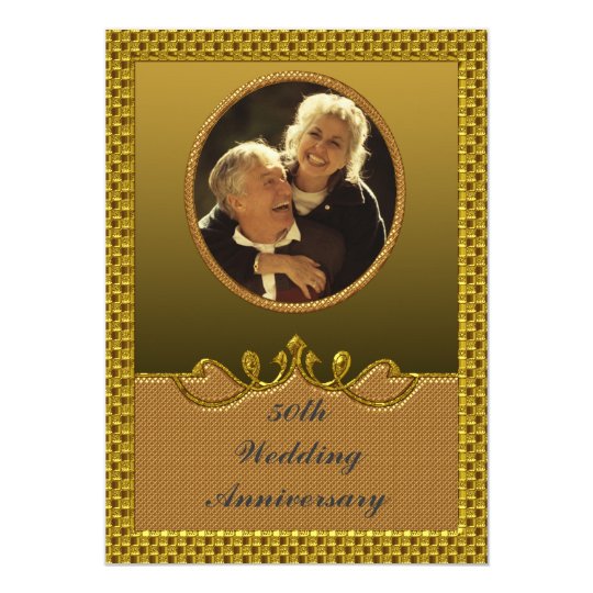 Golden 50th Wedding Anniversary Party Invitation