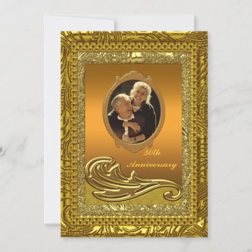Golden 50th Wedding Anniversary Party Invitation