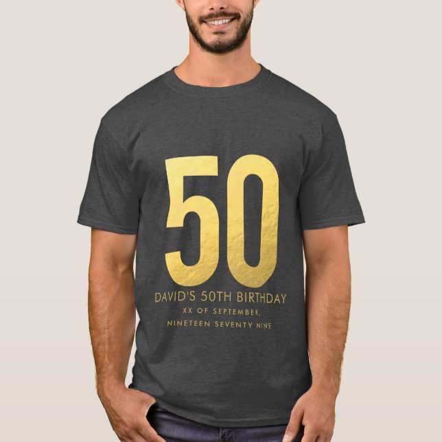 Golden 50th Wedding Anniversary Personalized Party T-Shirt (Front)