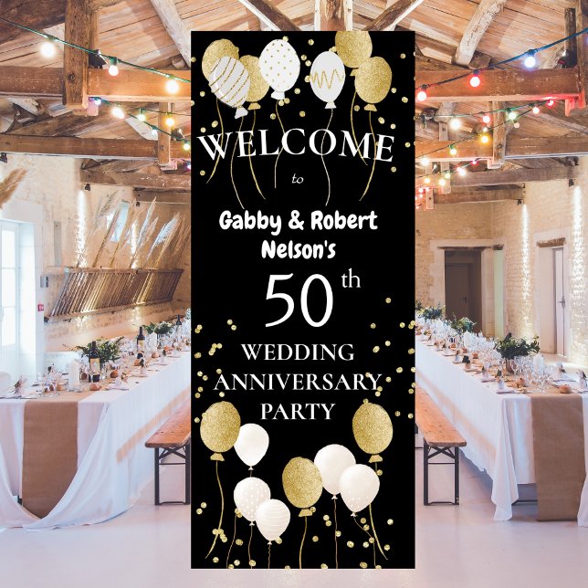 Golden 50th Wedding Anniversary Retractable Banner (Creator Uploaded)