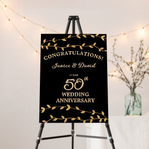 Golden 50th Wedding Anniversary Sign