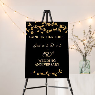 Golden 50th Wedding Anniversary Sign