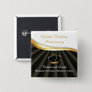 Golden 50th Wedding Religious Anniversary  Button