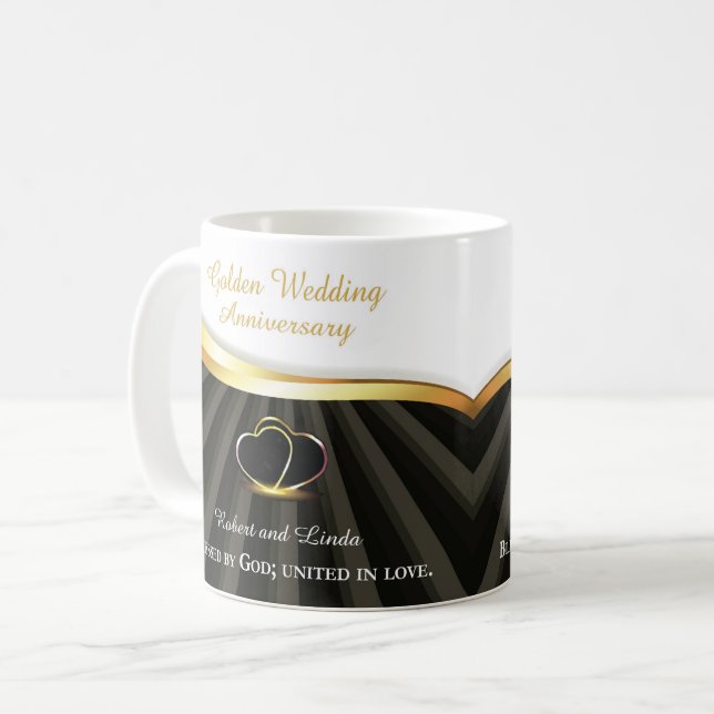 Golden 50th Wedding Religious Anniversary  Coffee Mug (Front Left)