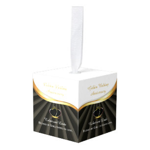 Golden 50th Wedding Religious Anniversary Cube Ornament