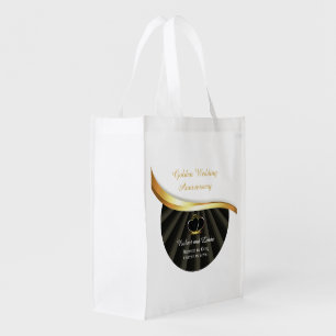 Golden 50th Wedding Religious Anniversary Grocery Bag