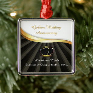 Golden 50th Wedding Religious Anniversary Metal Ornament