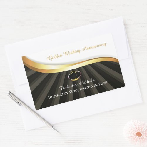 Golden 50th Wedding Religious Anniversary  Rectangular Sticker