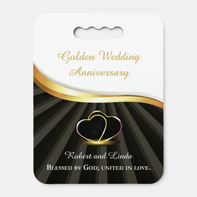 Golden 50th Wedding Religious Anniversary  Seat Cushion (Front Vertical)