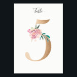 Golden 5 Floral Table Number Card<br><div class="desc">Golden number with soft pastel floral embelishment table number card. Personalize text font style,  size,  and color.</div>