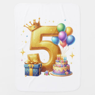 Golden 5th Birthday Baby Blanket