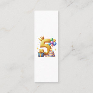 Golden 5th Birthday Calling Card