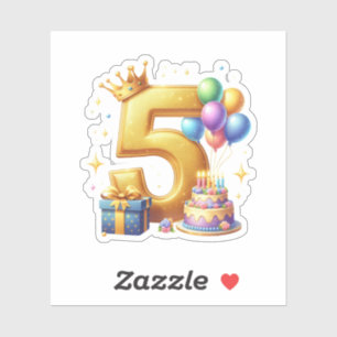 Golden 5th Birthday Sticker
