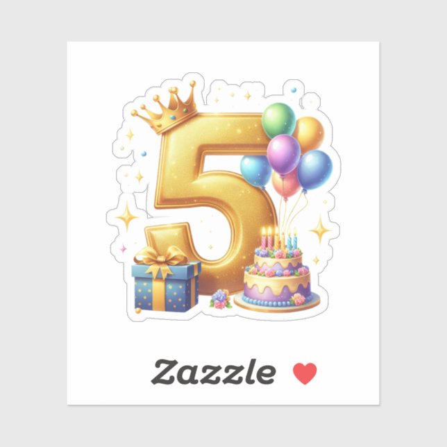 Golden 5th Birthday Sticker (Sheet)