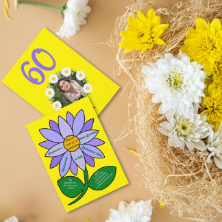 Golden 60th Birthday Simple purple Sunflower Invitation