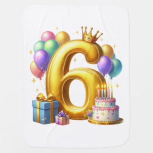 Golden 6th Birthday Baby Blanket