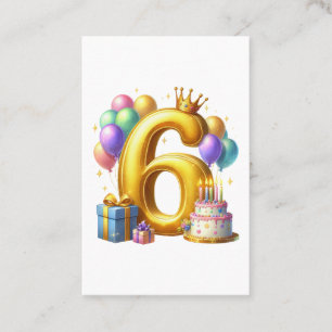 Golden 6th Birthday Business Card