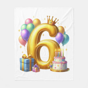 Golden 6th Birthday Fleece Blanket