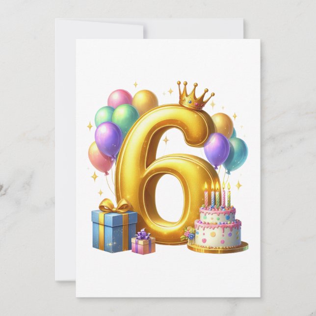 Golden 6th Birthday Invitation (Front)