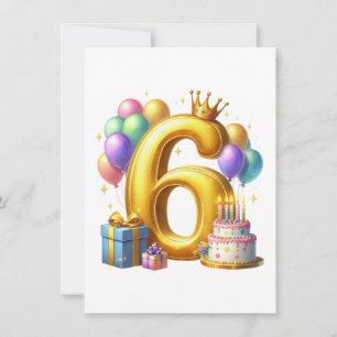 Golden 6th Birthday Invitation