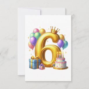 Golden 6th Birthday RSVP Card