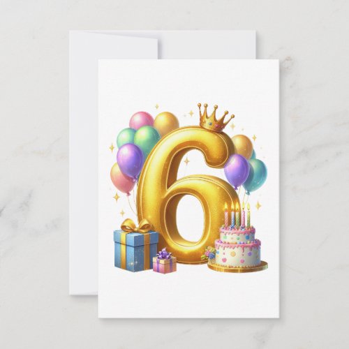 Golden 6th Birthday RSVP Card