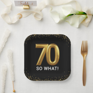 Golden 70 So What Funny Birthday Party Paper Plates