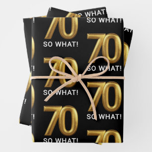 Golden 70 So What Funny Birthday Party Wrapping Paper Sheets
