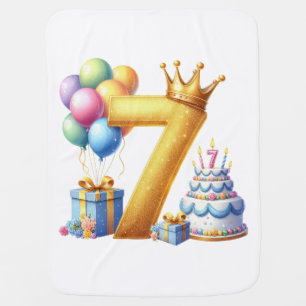 Golden 7th Birthday Baby Blanket
