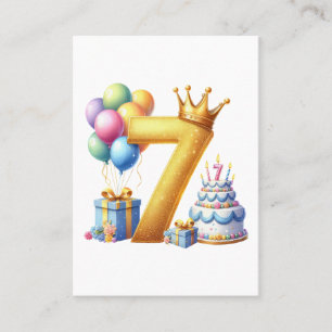 Golden 7th Birthday Business Card